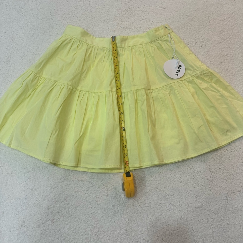 NWT Staud Sea Mini Skirt in Sunray Yellow Cotton Side Zipper Size 8 - Picture 4 of 7